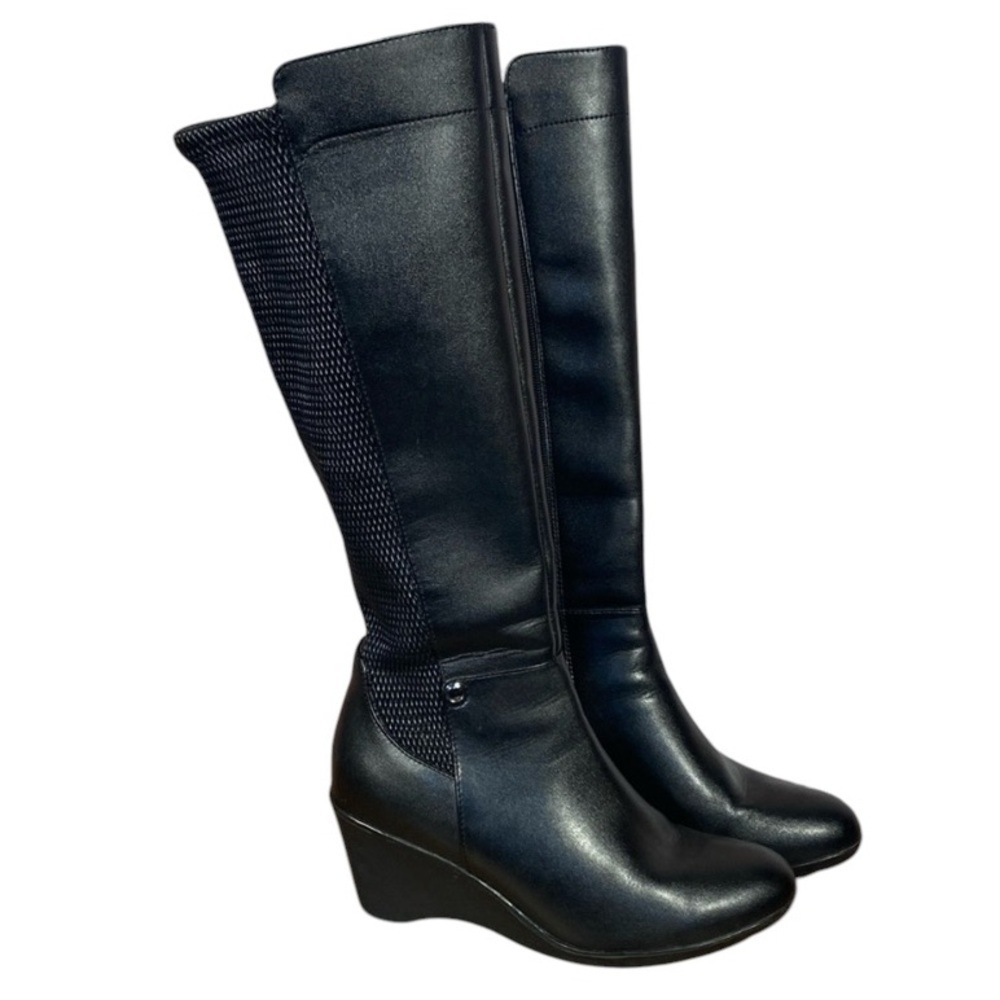 Blondo Black Knee-High Wedge Boots